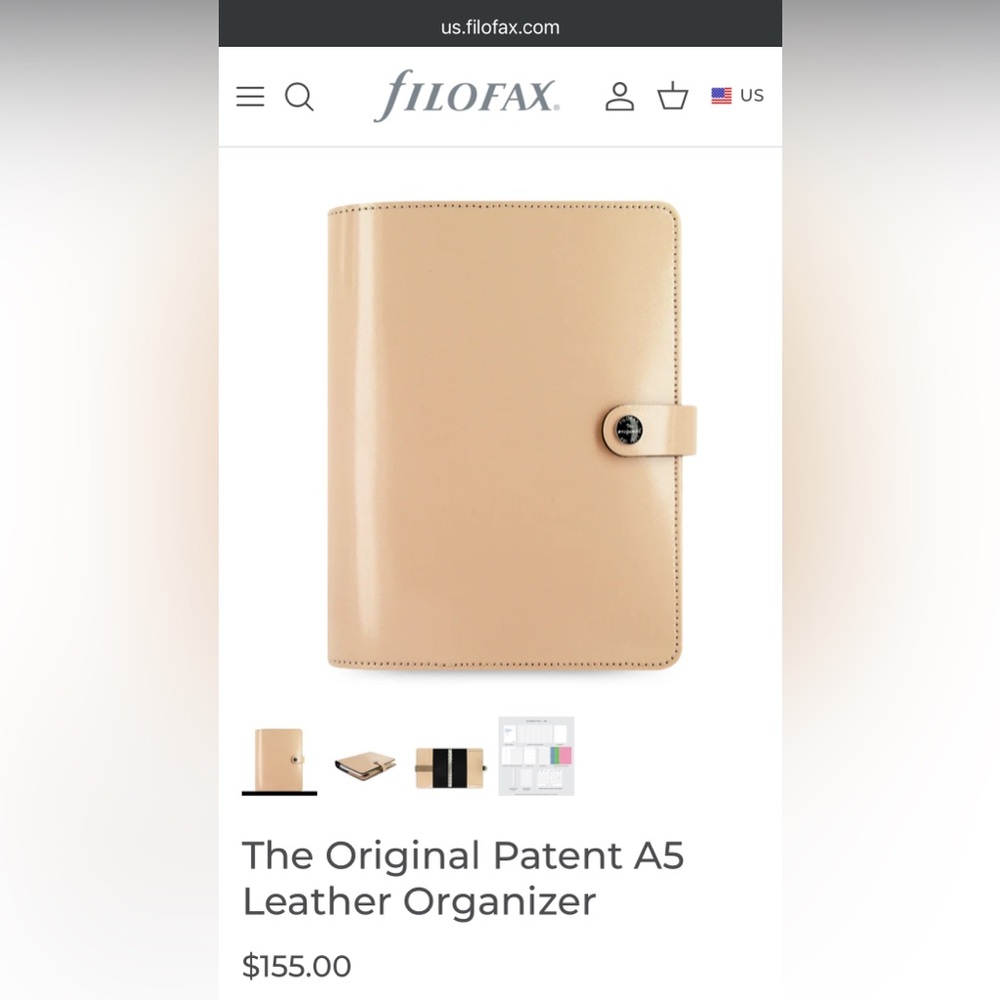 Filofax A5 Patent Leather Organizer in Nude Color